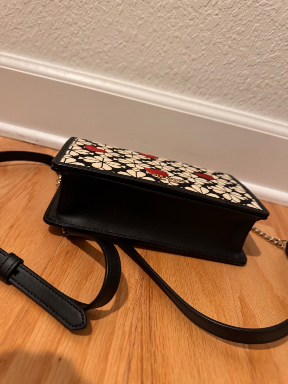 kate spade Black Floral Crossbody with Red Heart Accents - Picture 4 of 6